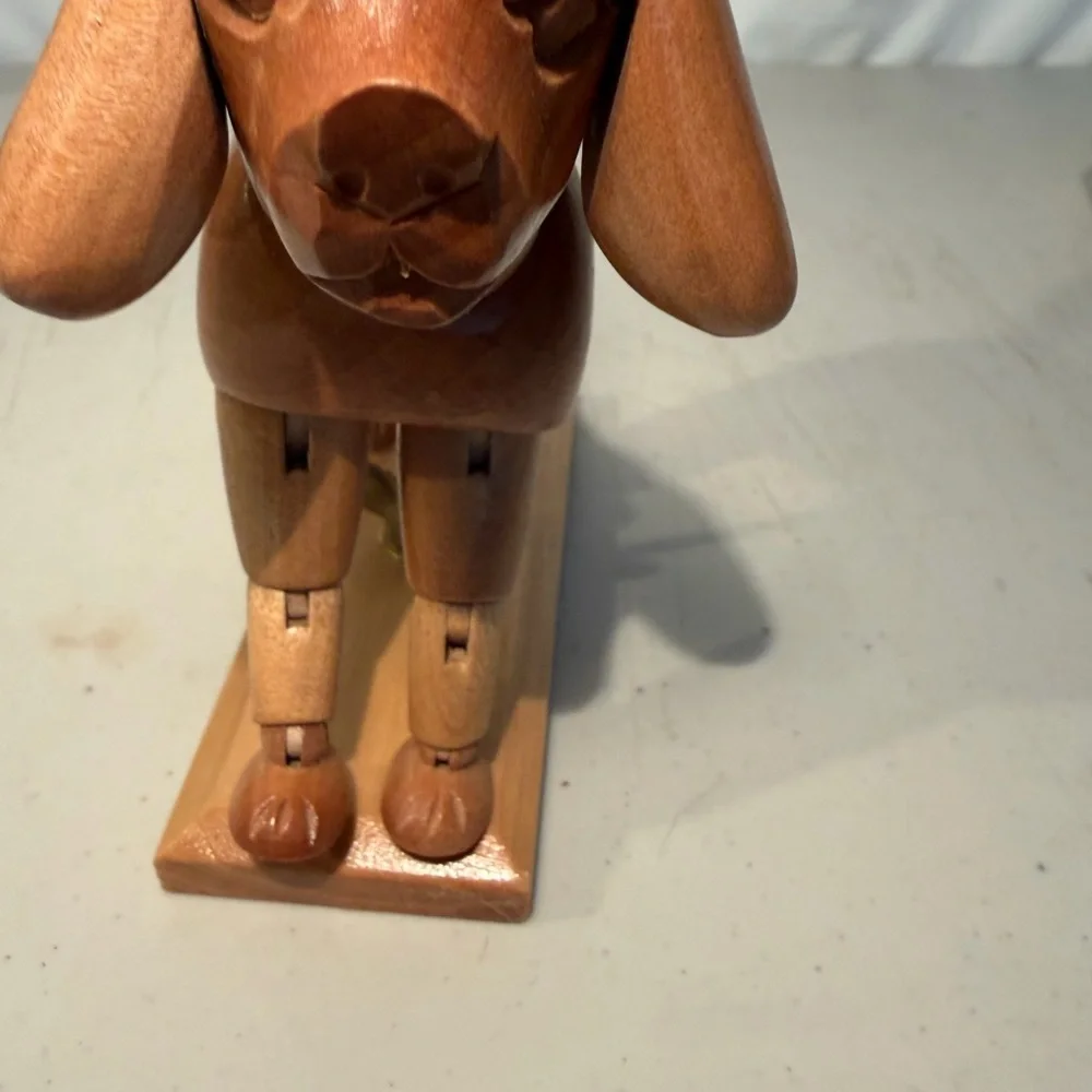 Wooden Dog Figurine - Brown Decorative Pet Sculpture